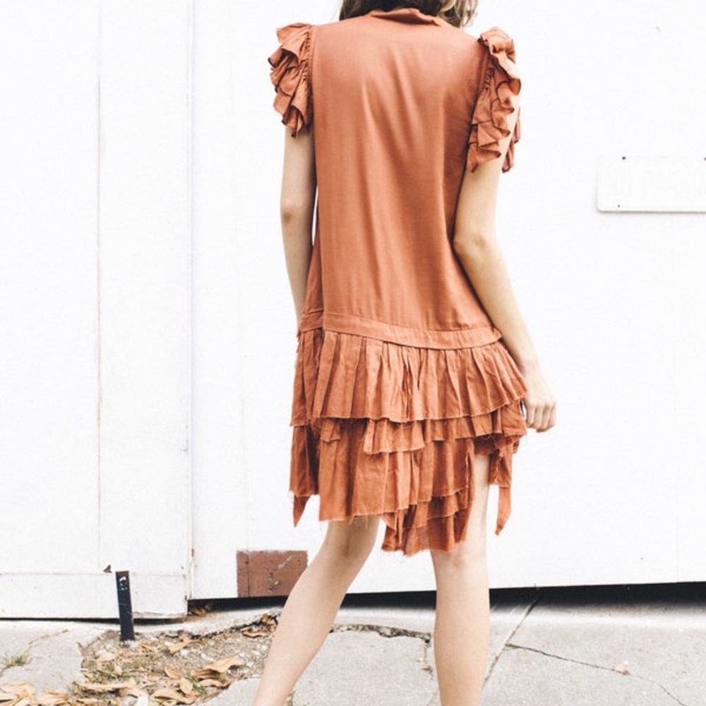 MWT Maria Stanley Elegant Ruffled Orange Dress size 0 - Picture 4 of 16